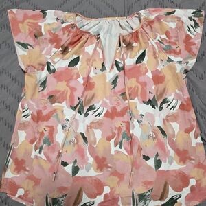 Floral Pink and Orange Women's Top